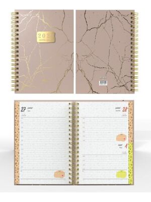 Denden Spiralli 2026 Mermer Bej Ajanda DD-020 - 2