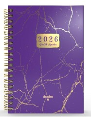 Denden Spiralli 2026 Mermer Mor Ajanda DD-020 - Başka Defter