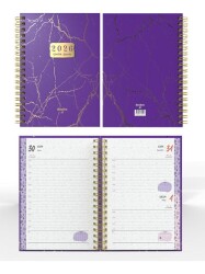 Denden Spiralli 2026 Mermer Mor Ajanda DD-020 - 2