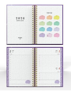 Denden Spiralli 2026 Mermer Mor Ajanda DD-020 - 3