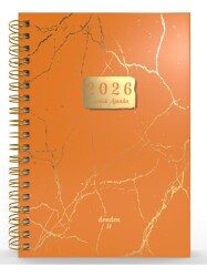 Denden Spiralli 2026 Mermer Turuncu Ajanda DD-020 - Başka Defter