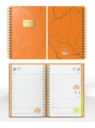 Denden Spiralli 2026 Mermer Turuncu Ajanda DD-020 - 2