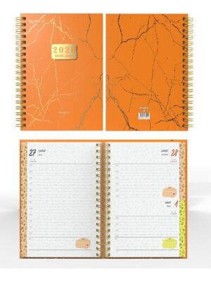 Denden Spiralli 2026 Mermer Turuncu Ajanda DD-020 - 2