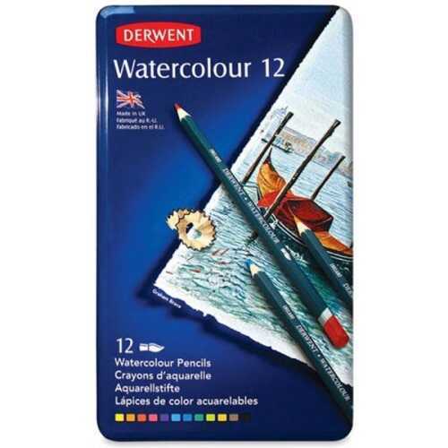Derwent Watercolour Sulandırılabilen Kuru Boya 12 Renk Teneke Kutu