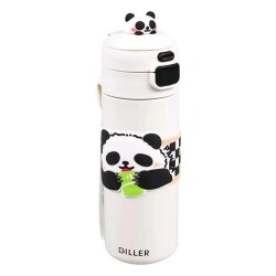 Diller D9240 Paslanmaz Çelik Termos 600Ml Sevimli Panda Çift Kapaklı - Vagonlife