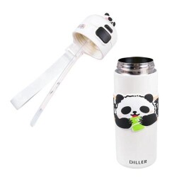 Diller D9240 Paslanmaz Çelik Termos 600Ml Sevimli Panda Çift Kapaklı - 3