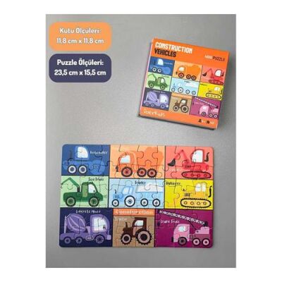 İnşaat Araçları İş Makinaları Mini Puzzle 40 Parça - 2
