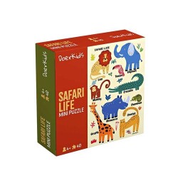 Safari Vahşi Hayvanlar Mini Puzzle 40 Parça - Doerkids
