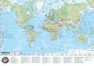 Dünya Siyasi Fiziki Haritası Çift Taraflı