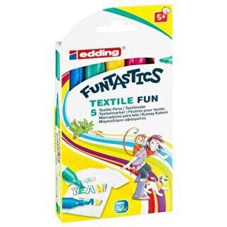 Edding 17 Funtastics Textıle Fun Çocuklar İçin Kumaş Boyama Kalemi 5`li Set Karışık - 1