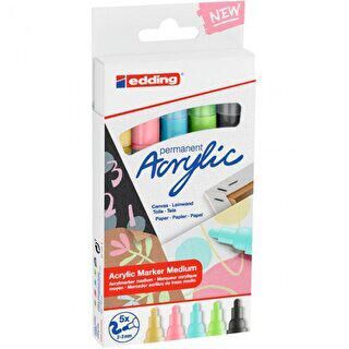 Edding Orta Uçlu Akrilik Markör 5`li Set Pastel - 1