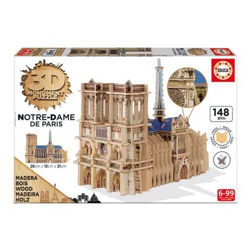 Educa Puzzle - 148 Parça Ahşap Maket - Notre Dame De Paris 3D Monument