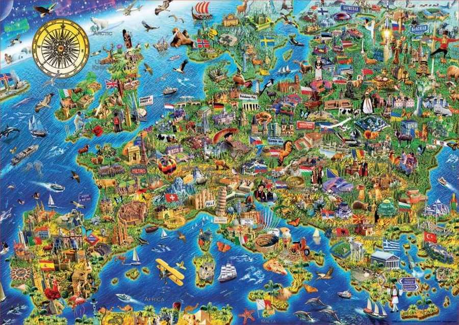 Educa Puzzle - Crazy European Map 500 Parça