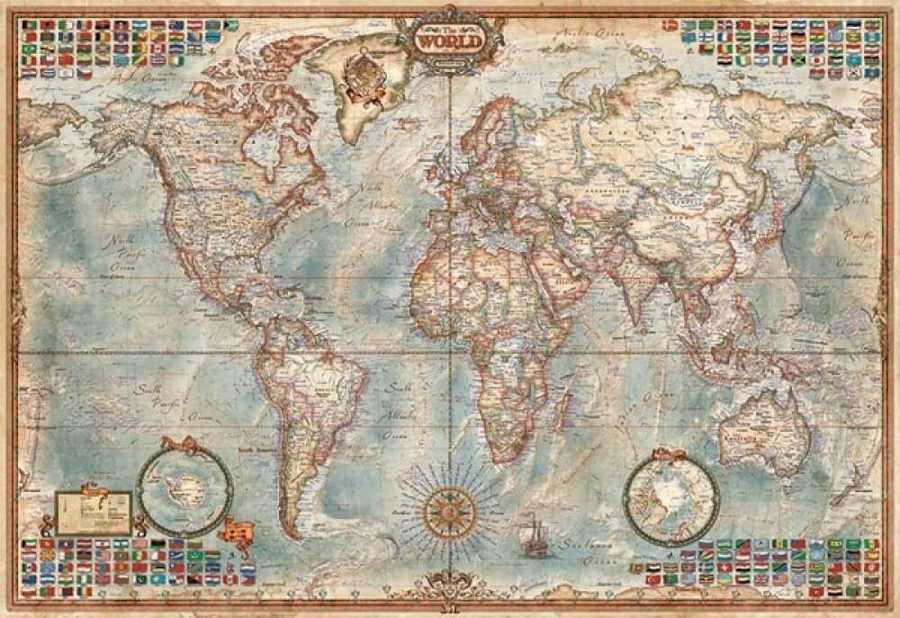 Educa Puzzle Political Map Of The World Minyatür 1000 Parça