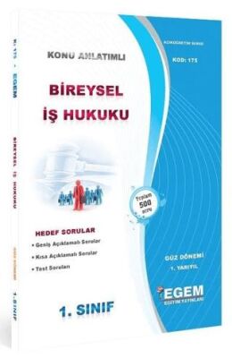 AÖF 1. Sınıf Bireysel İş Hukuku Güz Dönemi 1. Dönem Konu Anlatımlı Soru Bankası  175 - 1