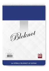 Elma Kırtasiye A4 Spiralli Bloknot 40 Yaprak 70 Gr. Çizgili - Elma Kırtasiye