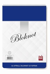 Elma Kırtasiye A4 Spiralli Bloknot 40 Yaprak 70 Gr. Kareli - Elma Kırtasiye