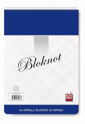 Elma Kırtasiye A4 Spiralli Bloknot 40 Yaprak 70 Gr. Kareli - 1