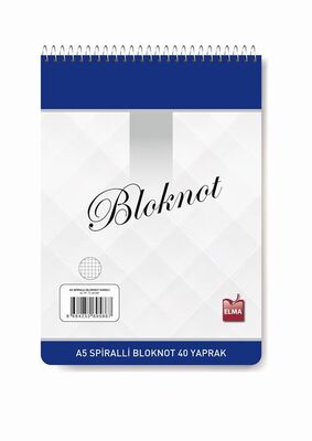 Elma Kırtasiye A5 Spiralli Bloknot 40 Yaprak 70 Gr. Kareli - 1