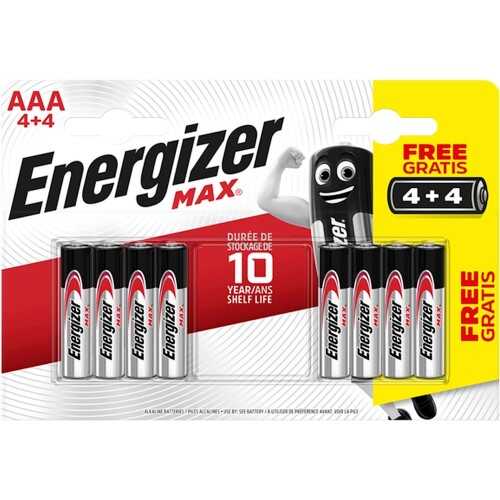 Energizer Max Alkaline AAA İnce Pil 4+4 AAA-LR03