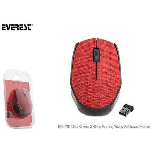 Everest KM-218 Usb Kırmızı 2.4Ghz Kumaş Yüzey Kablosuz Mouse
