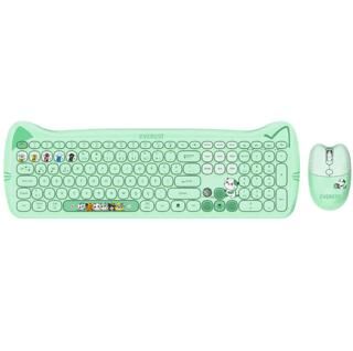 Everest KM-6283 CATTY Renkli Tuşlu Yeşil 2.4 ghz + BT Kablosuz Q Multimedia Klavye + Mouse + Pad Set - 1