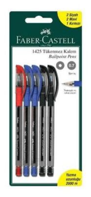 Faber-Castell 1425 Tükenmez 2 Siyah 2 Mavi 1 Kırmızı Blister - 1