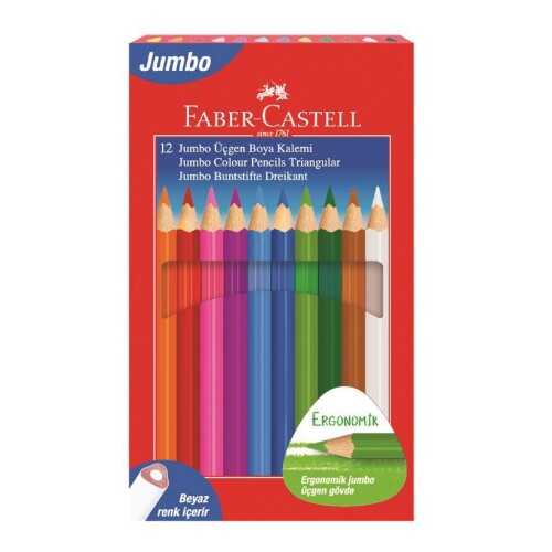 Faber-Castell Boya Kalemi Jumbo Tam Boy Üçgen 12 Renk