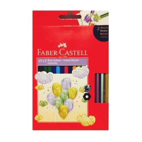 Faber-Castell Kuru Boya Kalemi 15+3 Metalik Hediye