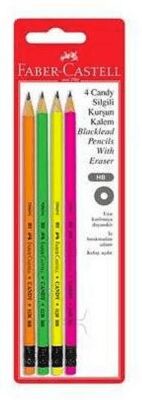 Faber-Castell Candy Silgili Kurşun Kalem 4Lü Blister - 1