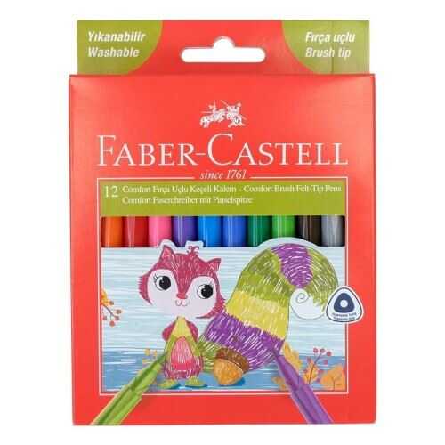 Faber-Castell Comfort Fırça Uçlu Keçeli Kalem 12 Renk