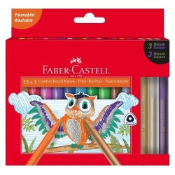 Faber-Castell Comfort Keçeli Kalem 15+3 Metalik - Faber-Castell