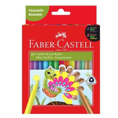 Faber-Castell Comfort Keçeli Kalem 24Lü 6 Neon 6 Metalik 12 Klasik