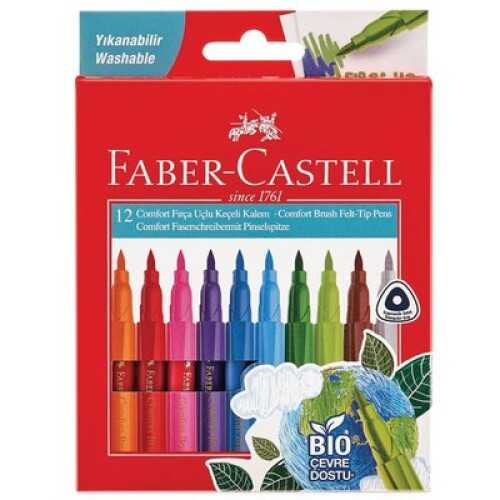 Faber-Castell Comfort Keçeli Kalem BIO Plastik Gövdeli Fırça Uçlu 12li