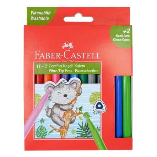 Faber-Castell Comfort Yıkanabilir Keçeli Kalem 10+2 Renk