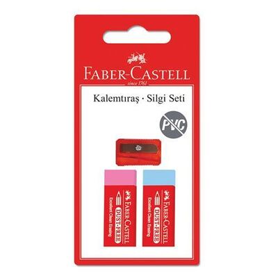 Faber Castell Dust Free 2 Renkli Silgi + Kalemtraş