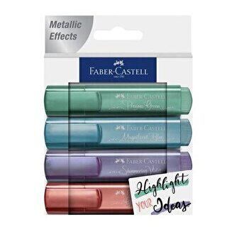 Faber-Castell Fosforlu Kalem 46 Metalik Renkler 4Lü - 1