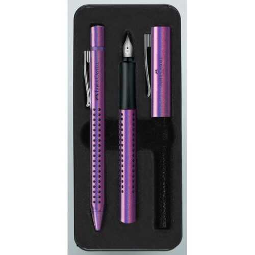 Faber-Castell Grip Edition Glam Dolma Kalem ve Tükenmez Kalem Set 0.7 Mor - 1