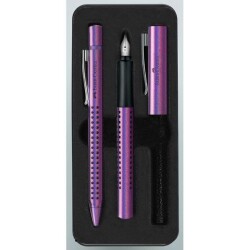 Faber-Castell Grip Edition Glam Dolma Kalem ve Tükenmez Kalem Set 0.7 Mor - Faber-Castell