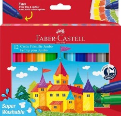 Faber-Castell Jumbo Keçeli Kalem 12Li Superwashable - Faber-Castell