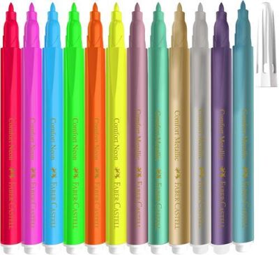 Faber-Castell Keçeli Kalem Comfort Metalik + Neon 12 Renk - 2