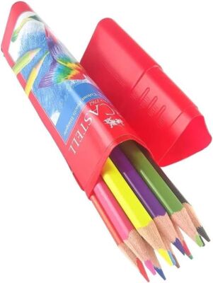 Faber-Castell Kuru Boya Kalemi Üçgen 12 Renk Tam Boy - 2