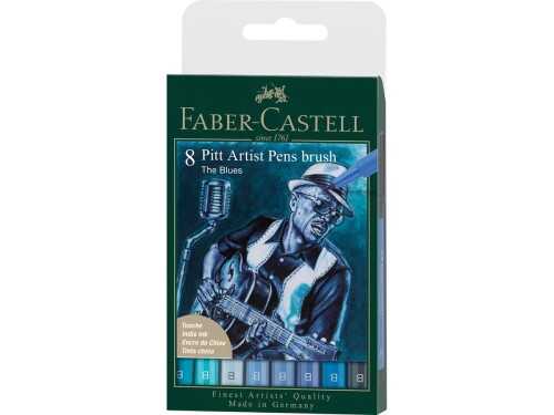 Faber-Castell Pitt Artist Pen Fırça Uç 8Li Mavi Tonları - 1