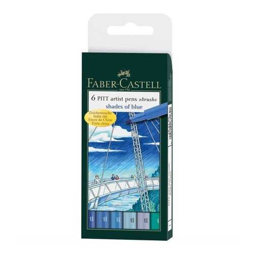 Faber-Castell Pitt Çizim Kalemi Fırça Uç Gök Renkleri 6Lı