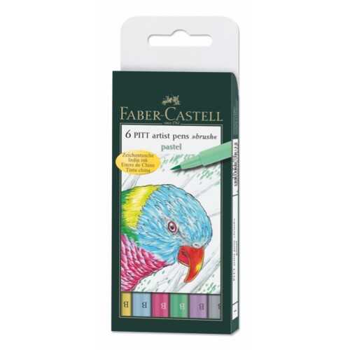 Faber-Castell Pitt Çizim Kalemi Fırça Uç Pastel Renkler 6Lı