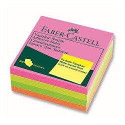 Faber-Castell Yapışkan Notluk 75X75 Karışık Fosforlu Renkli - Faber-Castell