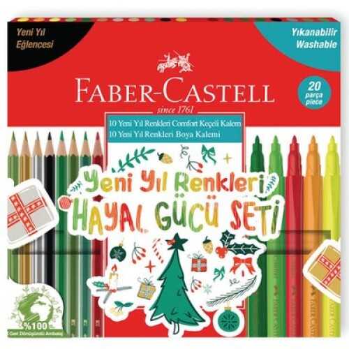 Faber-Castell Yeni Yıl Renkleri Hayal Gücü Seti 20Li 10 Keçeli Kalem + 10 Boya Kalemi