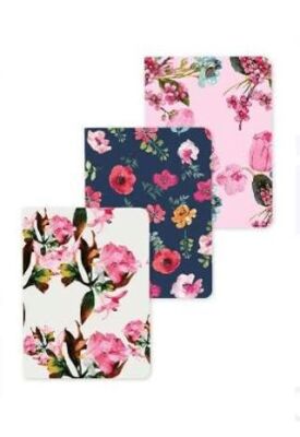 Fabooks A5 Pembe Çiçekli 3`Lü Defter Seti - 1