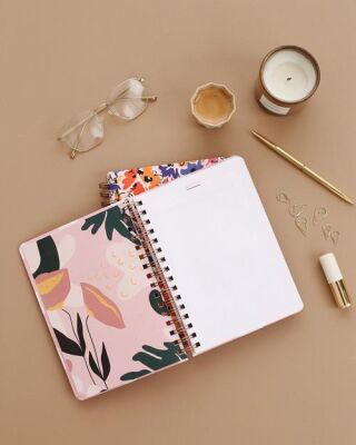 Fabooks Pembe Mor Çiçekli Spiralli Süresiz Ajanda - 3