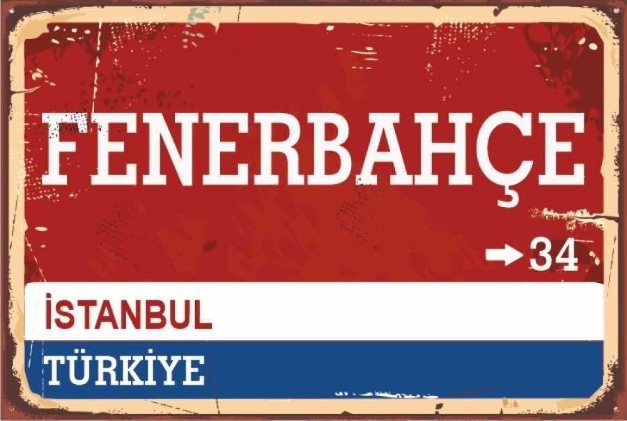 Fenerbahçe Yön Sokak Tabelası Retro Ahşap Poster